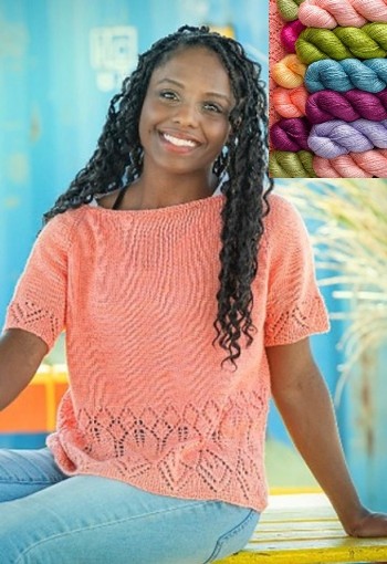 Florescence Tee by Susanna IC; Published in ArtQualia Designs and Miss Babs; Photo &copy; Miss Babs; Spring kinitting pattern