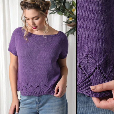 Daydreamer Tee by Susanna IC, Published in Interweave Knits, Spring 2021, photo © Interweave